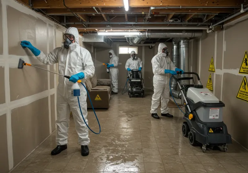 Basement Moisture Removal and Structural Drying process in Chambers County, TX